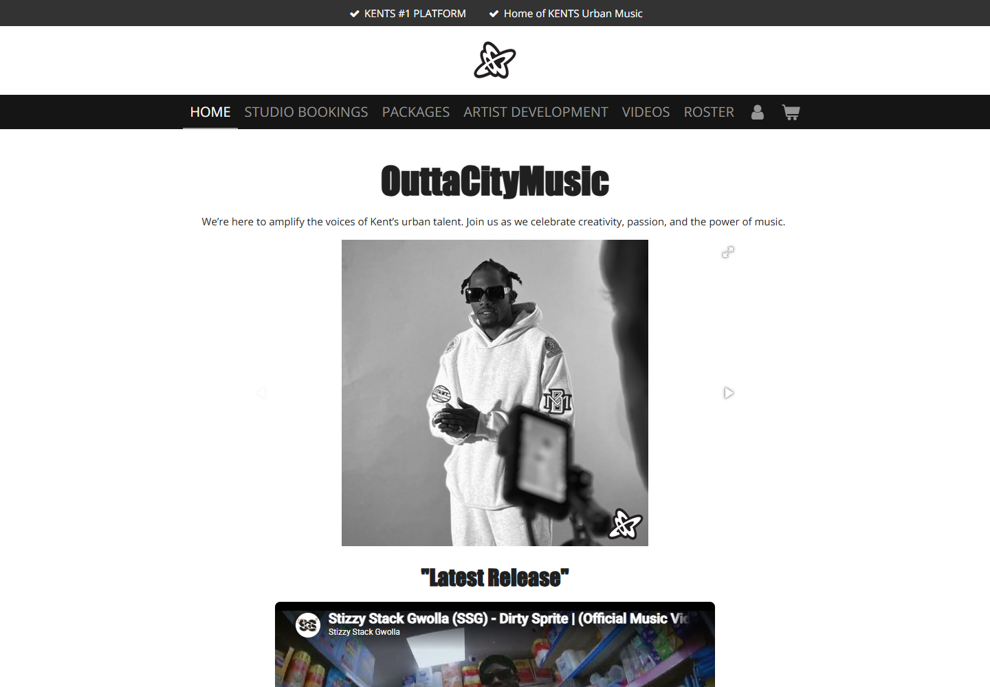 Existing Outta City Music website before the redesign