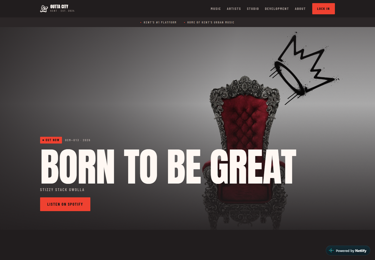 Work-in-progress Outta City Music website redesign